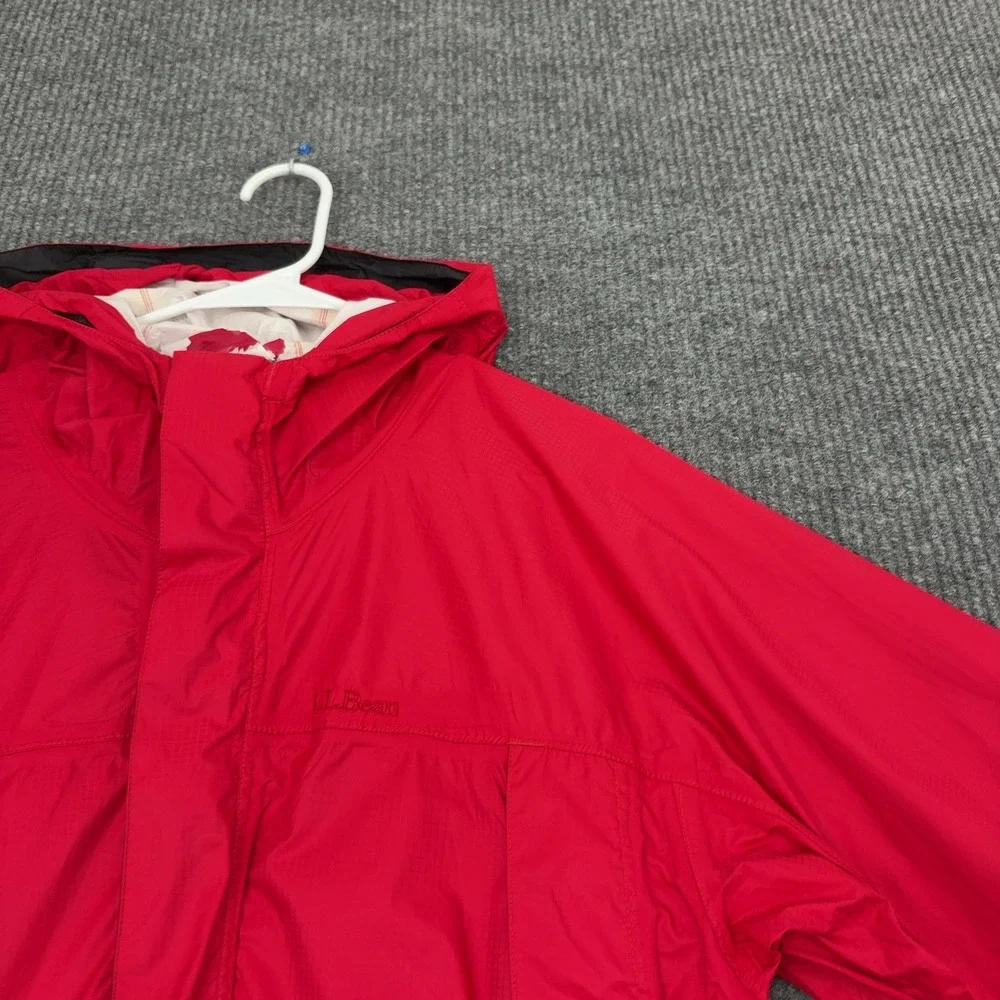 LL Bean Jacket Mens M Red Nylon Hooded Full Zip Ripstop Gorpcore Hiking Outdoor